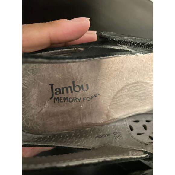 Jambu Shoes Womens Size 8 Medium Mary Jane Wedge Memory Foam Floral Cutout Heel - Picture 7 of 12